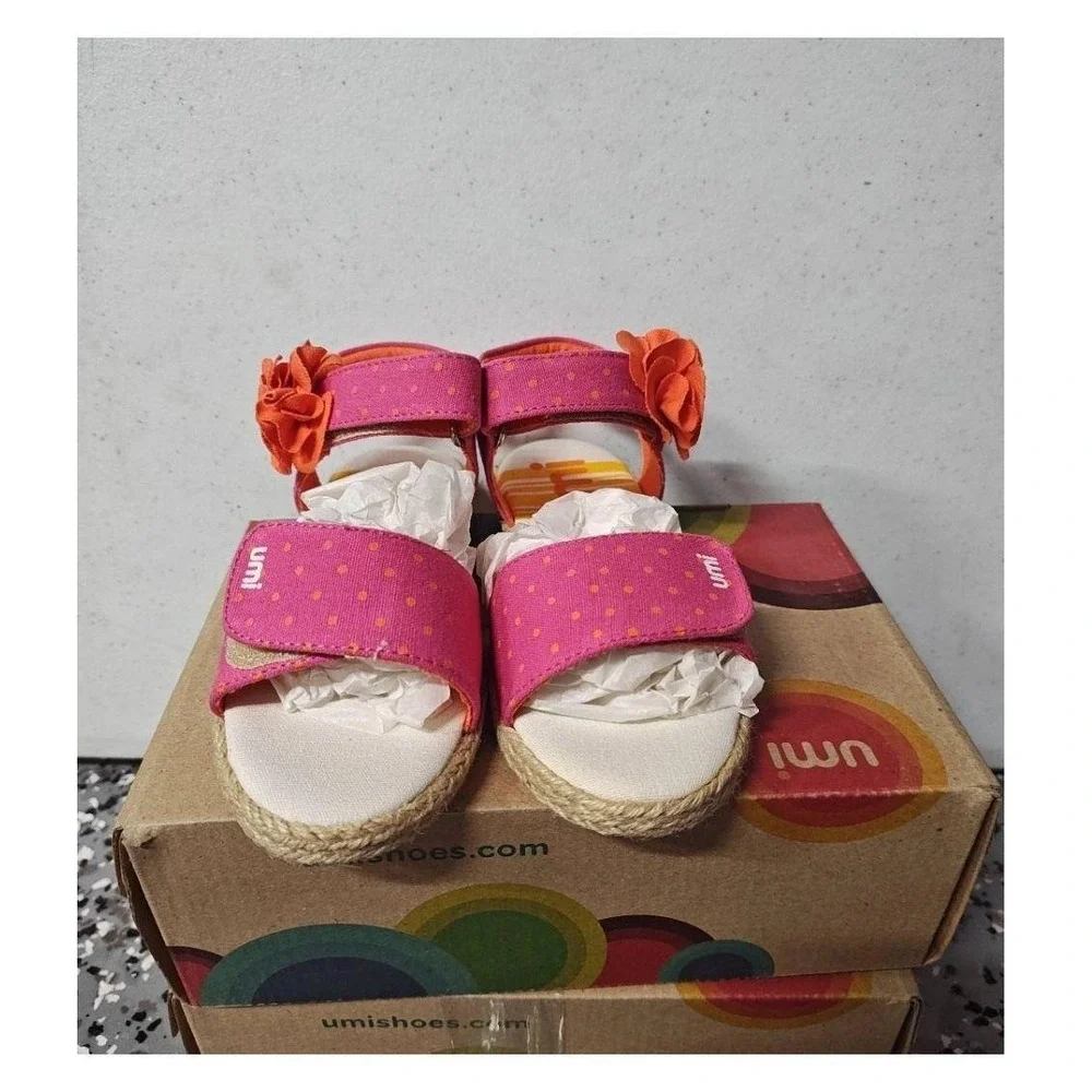 Umi Giselle Pink Sandal‎ Espadrilles US 12 Pink Orange Multi Floral Hook Loop